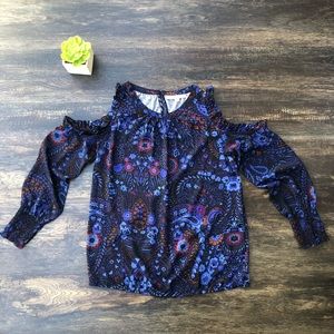 Loft Blue Floral cold shoulder top